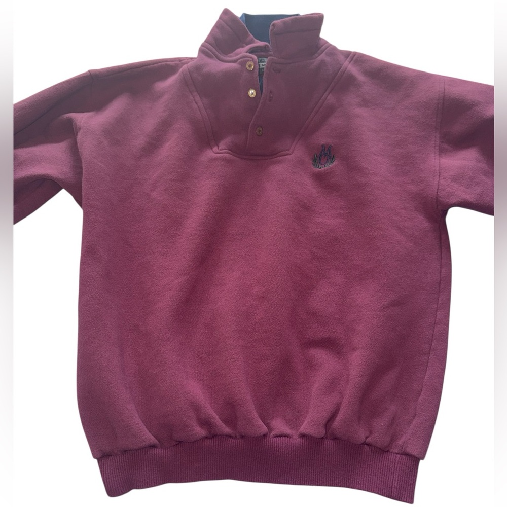 Vintage Members Only Maroon Collared 1/4 Button Large Pullover